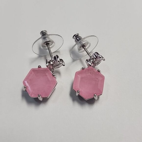 Bomb Party Pink Hexagon Earrings - Picture 2 of 3